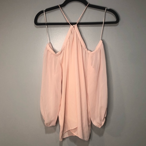1. State Womens Pink Chiffon Off The Shoulder Balloon Sleeve Blouse Top - Picture 2 of 6